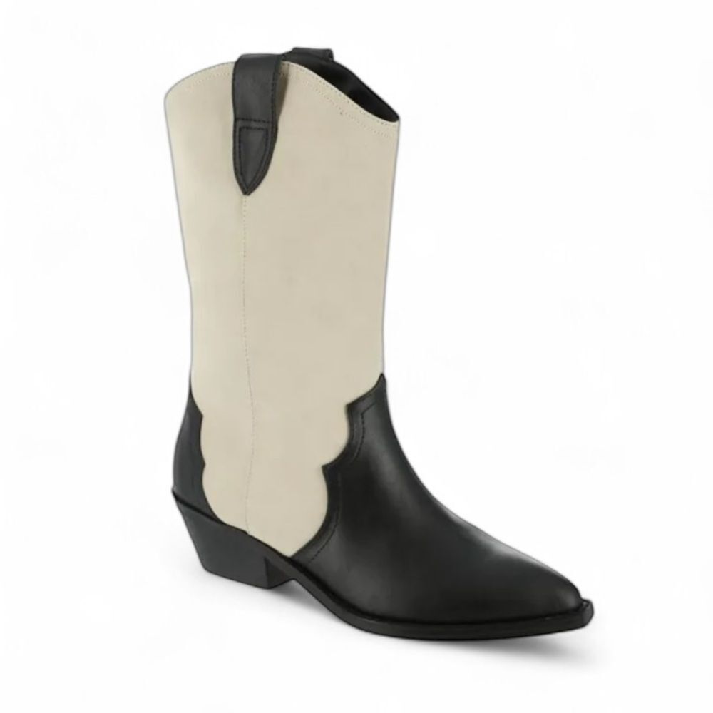 NEW DV by Dolce Vita Korbella Western Boot Cream Black Cowboy Cowgirl Sz 10